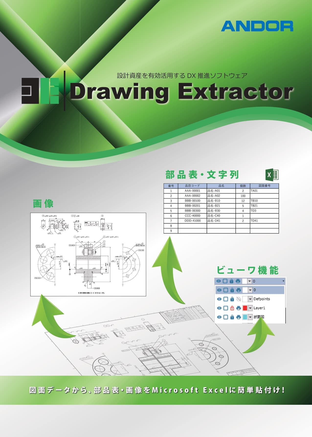 設計資産を有効活用する DX推進ソフトウェア「Drawing Extractor」リーフレット